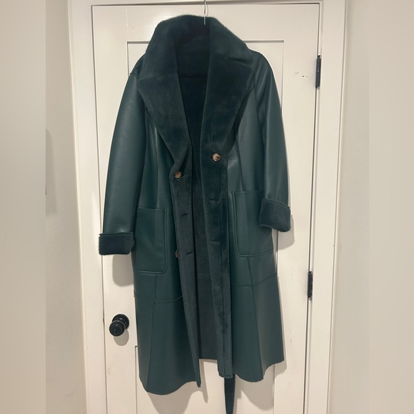 Luxurious Anthropologie Dark Green Women's Trench Coat - Picture 2 of 4